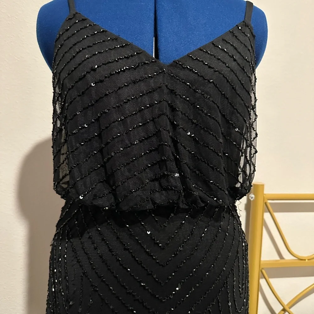 Adrianna Papell Black Sequin Gown - Picture 1 of 8